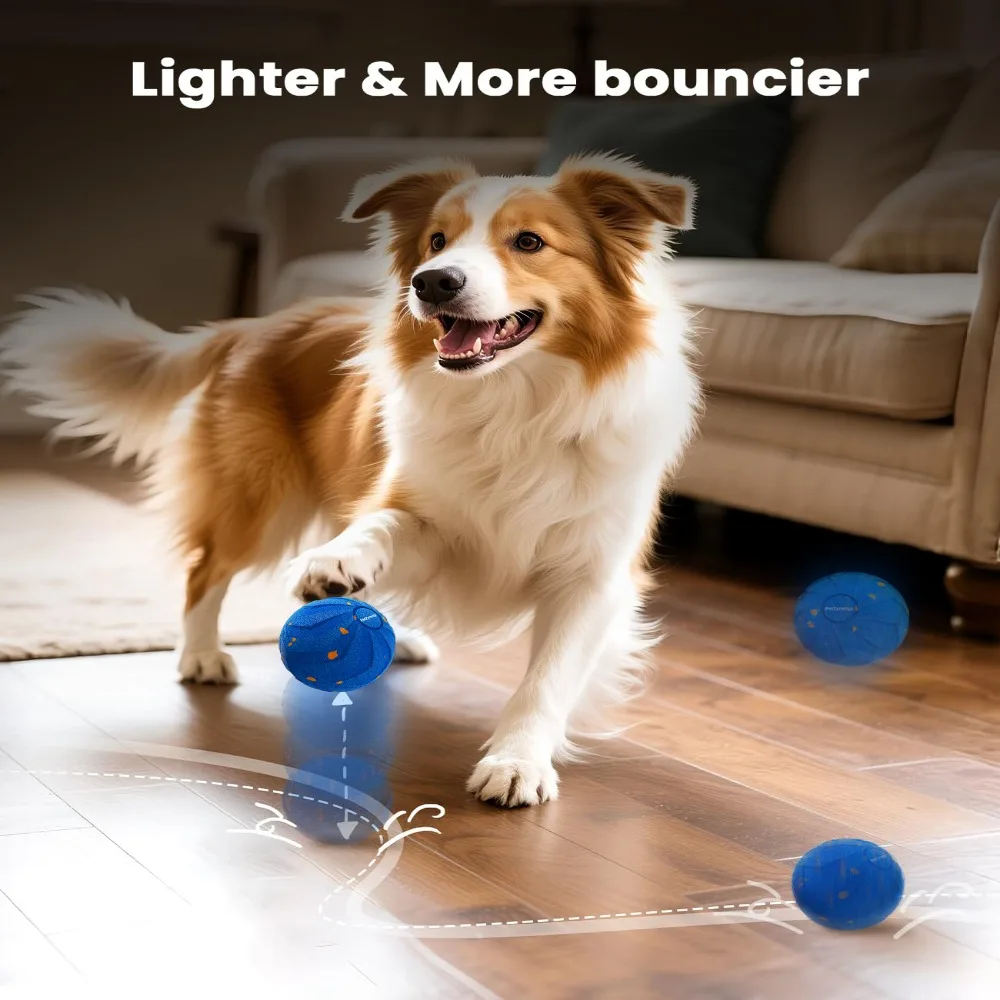 

Bite Resistant Smart Dog Toy Ball Wear Resistant USB Rechargeable Dog Bouncing Ball Durable with Light Electronic Rolling Ball