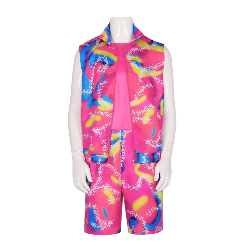 Costume de cosplay Ken du film, tenue de skate et de sport Ryan Gosling pour homme, comprenant un chapeau, un haut, un t-shirt, un short, un ensemble de plage, une tenue de fête d'Halloween et une tenue d'entraînement