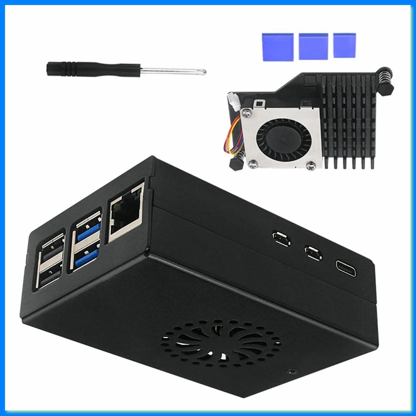 For 5 Aluminum Alloy Shell Active and PassIve Cooling Radiator Enclosure Metal Case for RPi 5-A27R