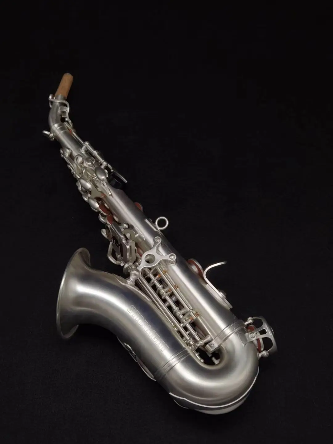 Japon SC9937 Original 1 :1 clé type saxophone soprano courbé B-plat plaqué Argent brossé Professionnel instruments de musique enfant