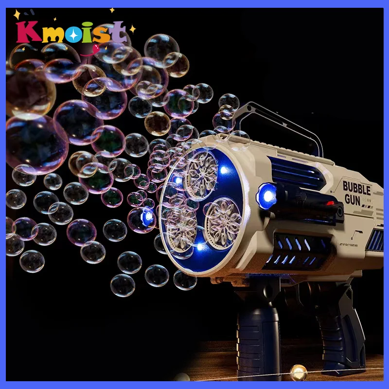 Pistola per bolle di sapone Macchina per bolle di sapone Lanciatore di spazio elettrico con foro a N Il regalo per bambini continua a produrre bolle con luce