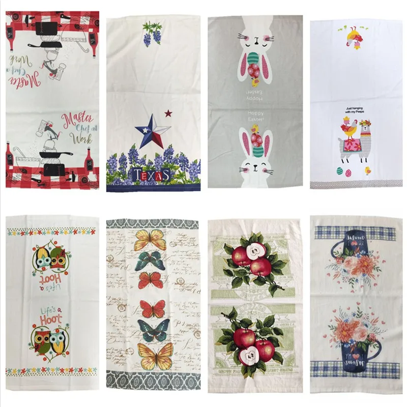 5 Stück/Set 41x64cm 100% Baumwolle Bunt Bedruckte Geschirrtücher Reinigungstücher Tischservietten Kochutensilien Küchen-Handtücher – Detail 4