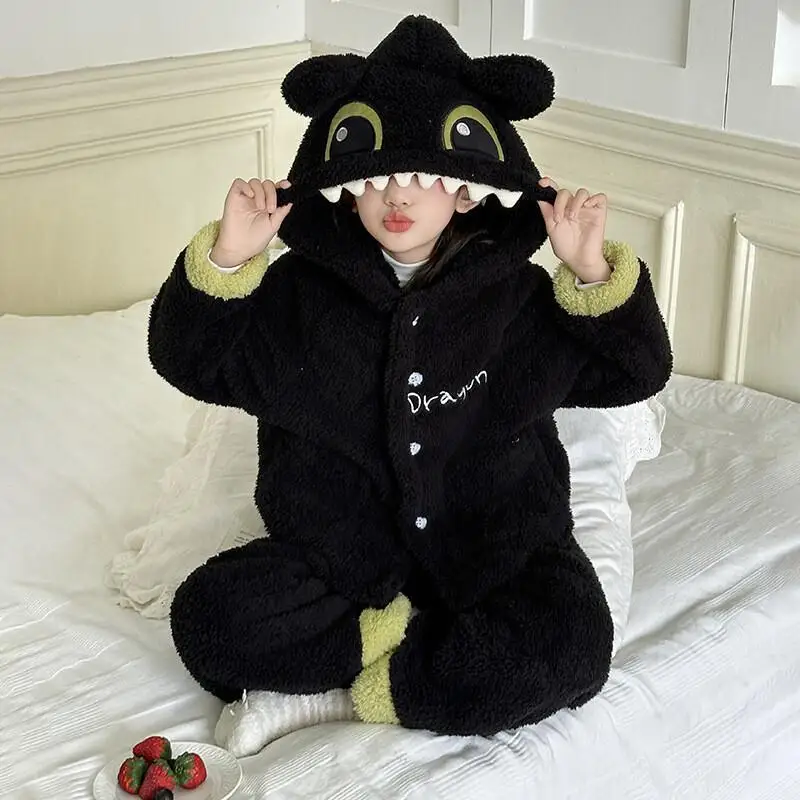 

Kawaii Girl Fashion Flannel Keep Warm Hooded Pajama Set Student Autumn and Winter Cartoon Casual Thicken Homewear 2-Piece Set