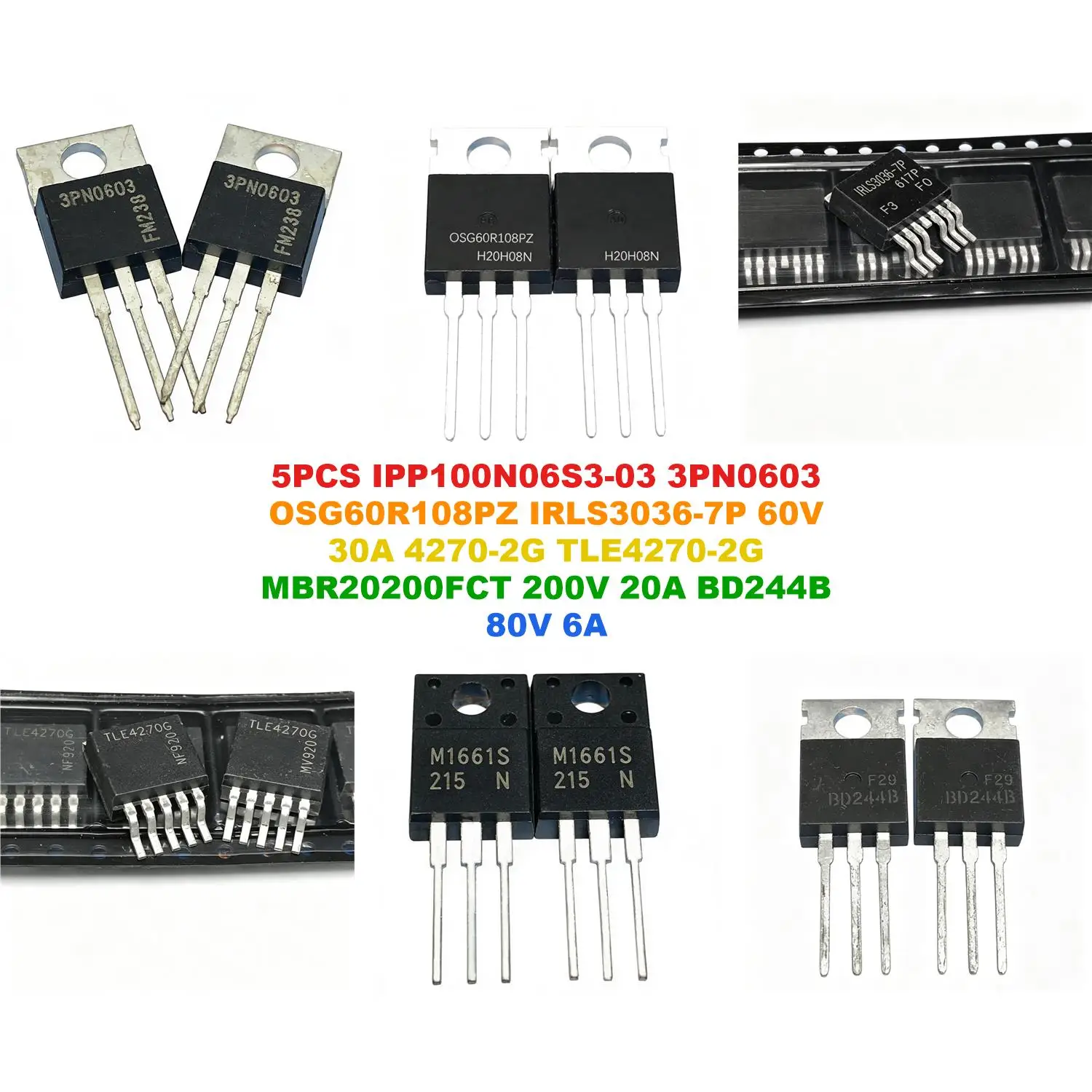 IPP100N06S3-03 3PN0603 OSG60R108PZ IRLS3036-7P 60V 30A 4270-2G TLE4270-2G MBR20200FCT 200V 20A BD244B 80V 6A