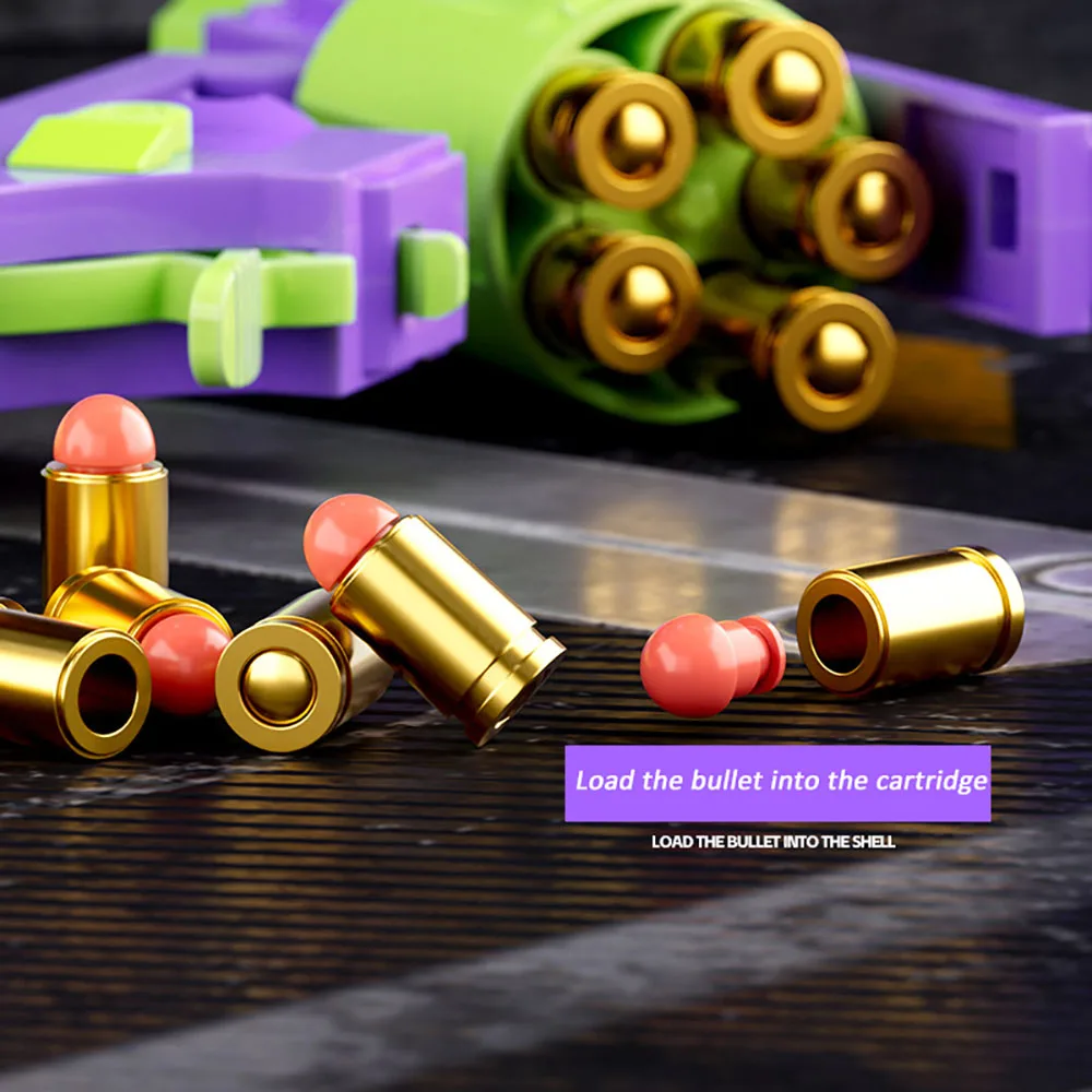 Children Toys Mechanical Linkage Honeycomb Silencer Revolver Expendable Shell Soft Bomb Pistol Continuous Shelling Toy Gun Gift