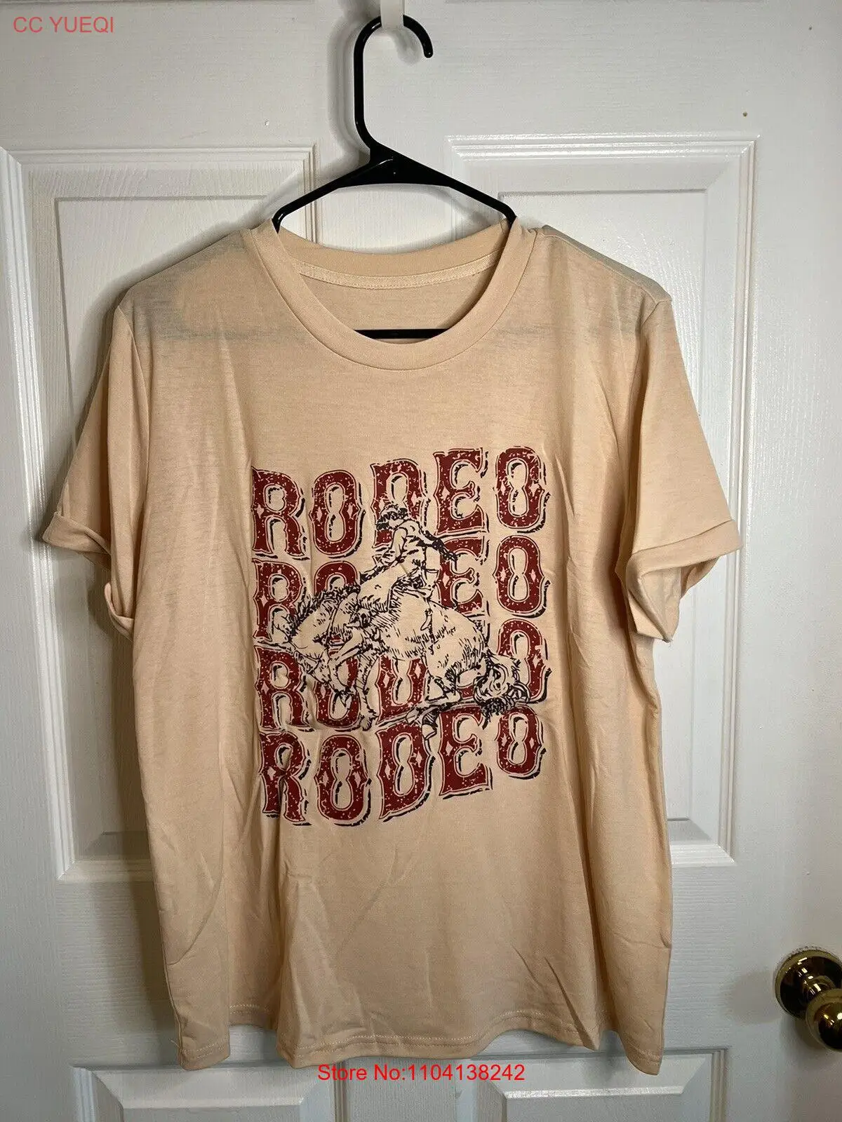 Women’s Tan Short Sleeve Rodeo Graphic T-shirt Size Medium NWOT