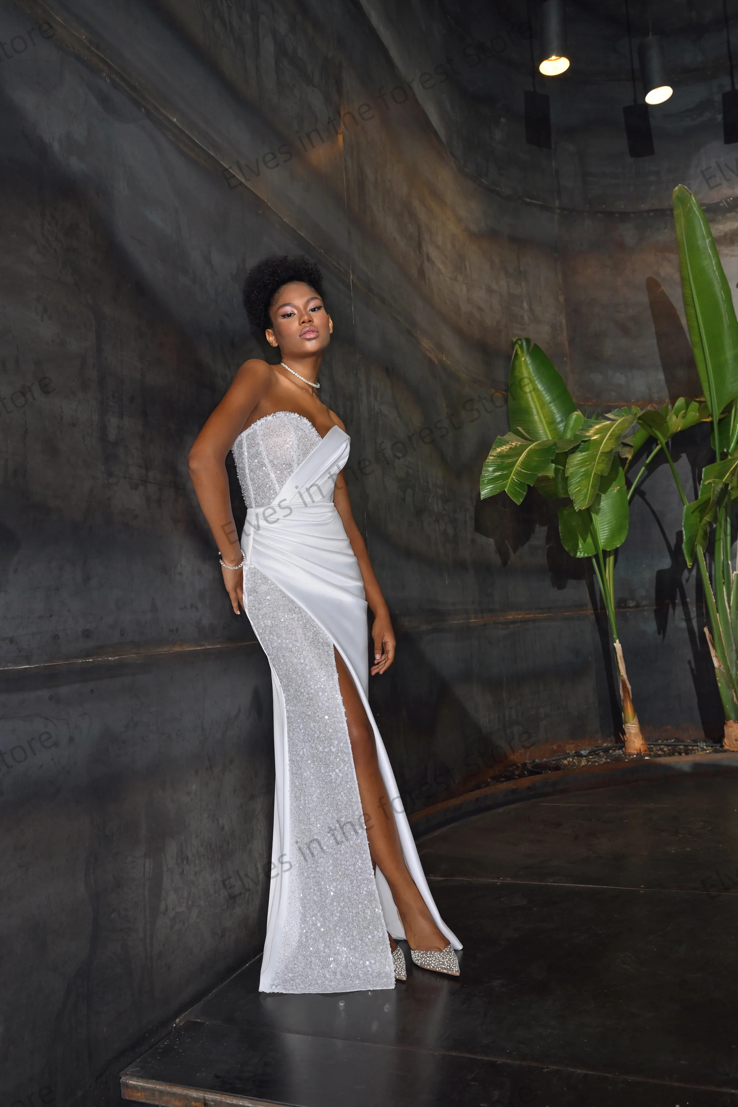 Charming Mermaid Wedding Dresses Sweetheart Sleeveless Vestidos De novia for Wedding Party Shiny Pleat  Bridal Gowns Customized