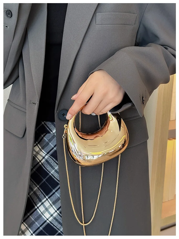 

New Fashion Banquet Chain Hand-held Bag Acrylic Half Moon Party Banquet Women's Bag Luxury Handbag Bolso De Mujer