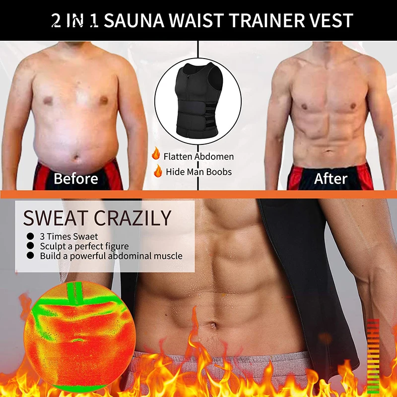 Vensslim Slimming Compression Body Shaper Tops Men Fat Burner Sauna Sweat Trimmer Workout Corset Waist Trainer Weight Loss Vest - view 5