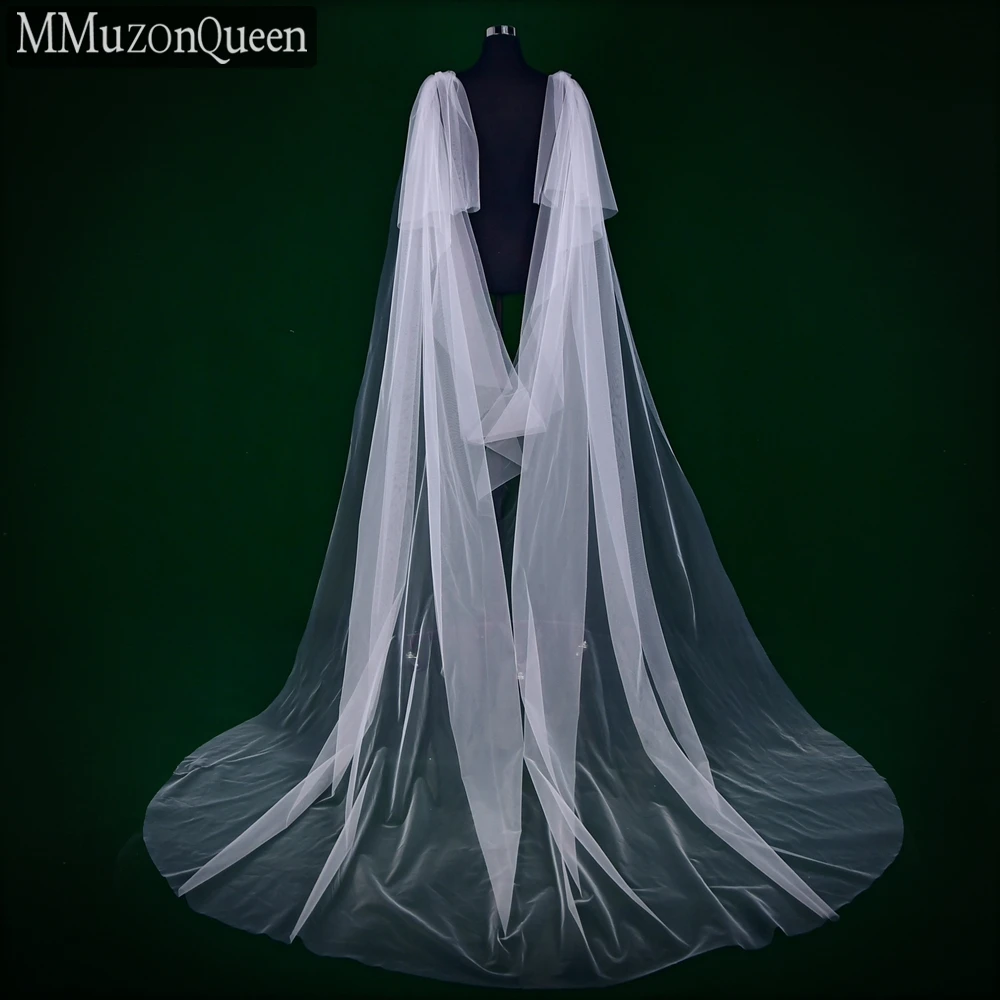 MMQ MG37 Long Cathedral Length Bridal Veil Evening Bolero Bridal Cloak for Wedding Dress Bolero Party Accessory DIY Customize