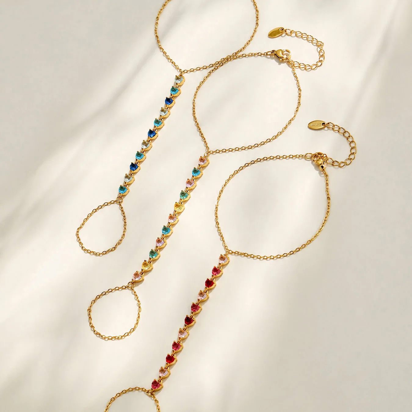 Bunte Zirkon-Handketten-Armbänder für Frauen Edelstahl-Handketten-Armband 18k Vergoldete Armbänder Luxus-Schmuckgeschenk – Detail 13