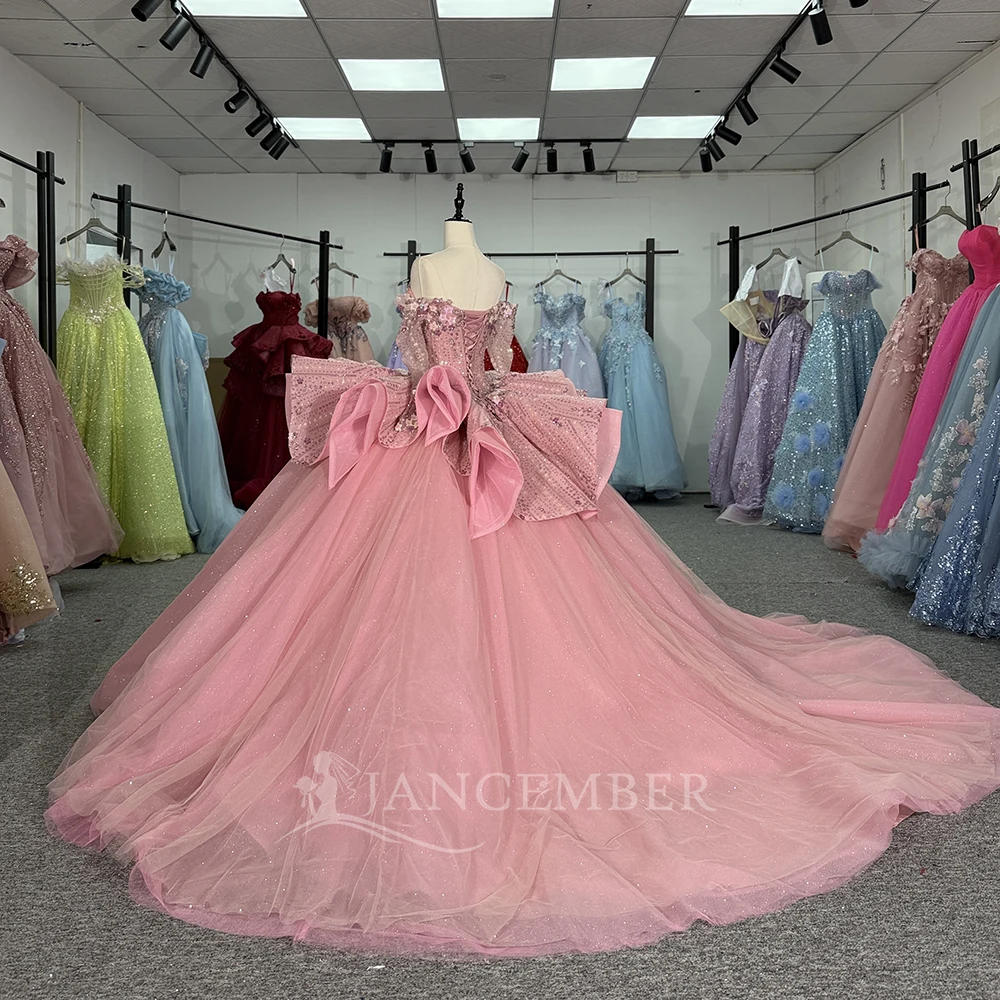 Princess Quinceanera Dresses Bowknot Off the Shoulder Pleat vestidos de 15 años quinceañeras Customized Ruffles Lace Up Back