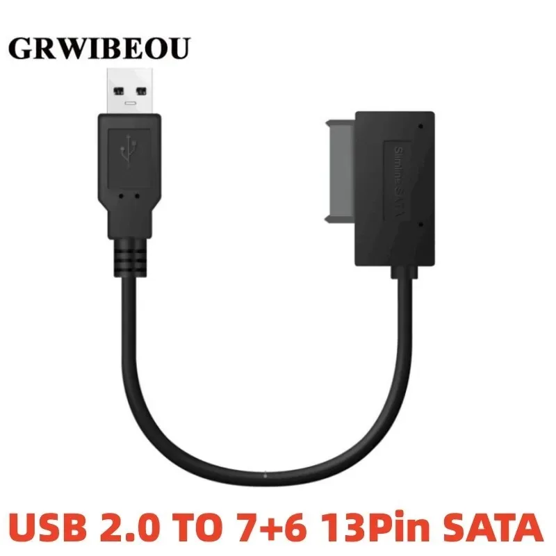 GRWIBEOU USB 2.0 To Mini Sata II 7+6 13Pin Adapter Converter Cable for Laptop CD/DVD ROM Slimline Drive USB 2.0 To Mini Sata