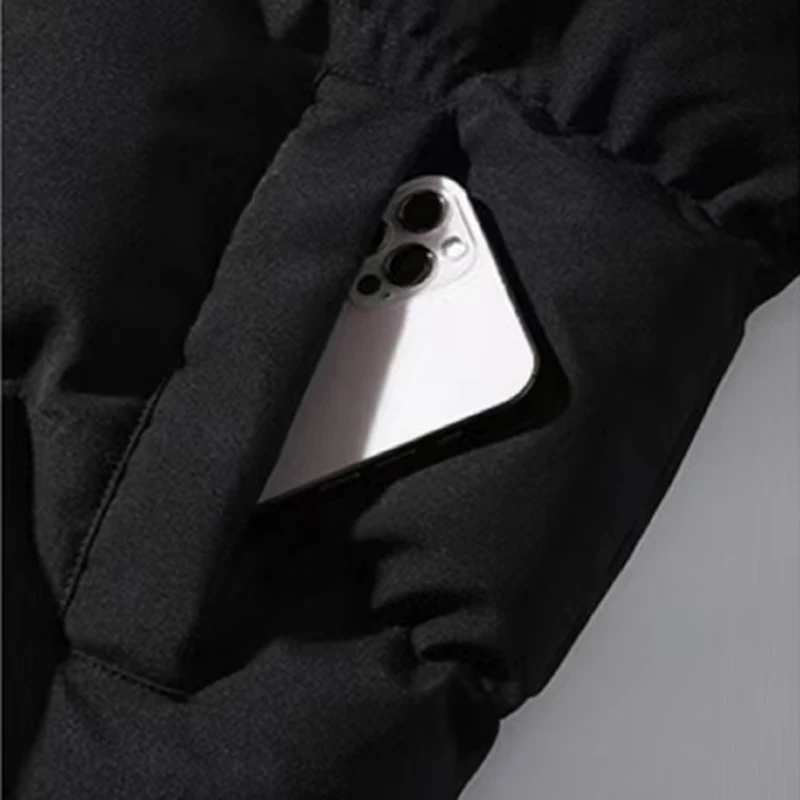 2025 Man Parka New Solid Color Fashion Winter Warm Casual And Comfortable Double Pocket Zipper Style Cotton Jacket
