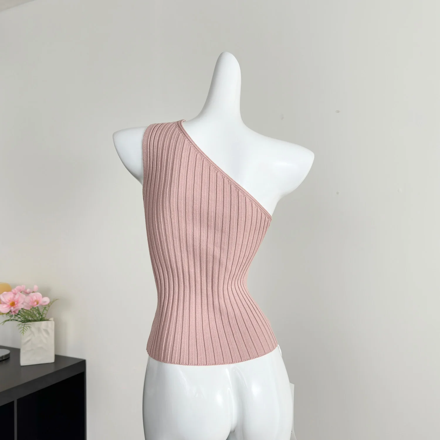 Vintage basics sleeveless Diagonal collar Blouse Korean Fashion Sexy summer Shirt  women clothing
