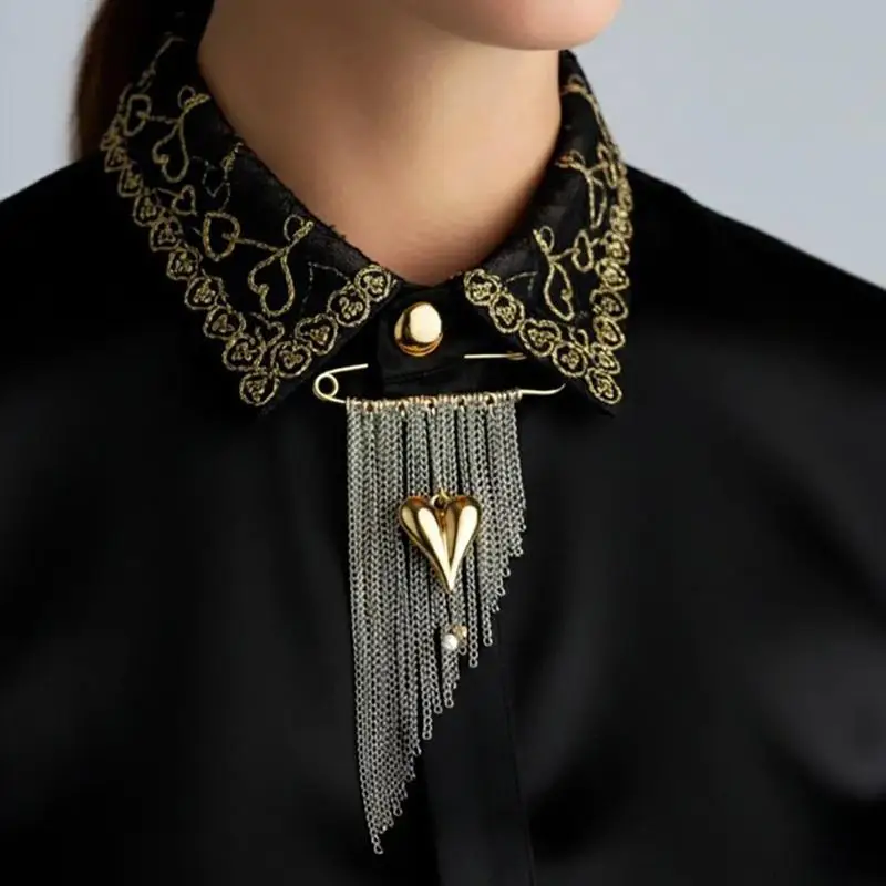New Multi-Functional Chain Tassel Brooches Handmade Adjustable Clothes Accessory Detachable Beaded Chain Pin Women