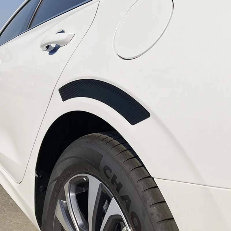 4-Piece Set Suitable for Car Wheel Arch Anti-Collision Decorative Stickers, Two Blue Lines Carbon Fiber Pattern Decorative Strips, Anti-Scratch Stickers
