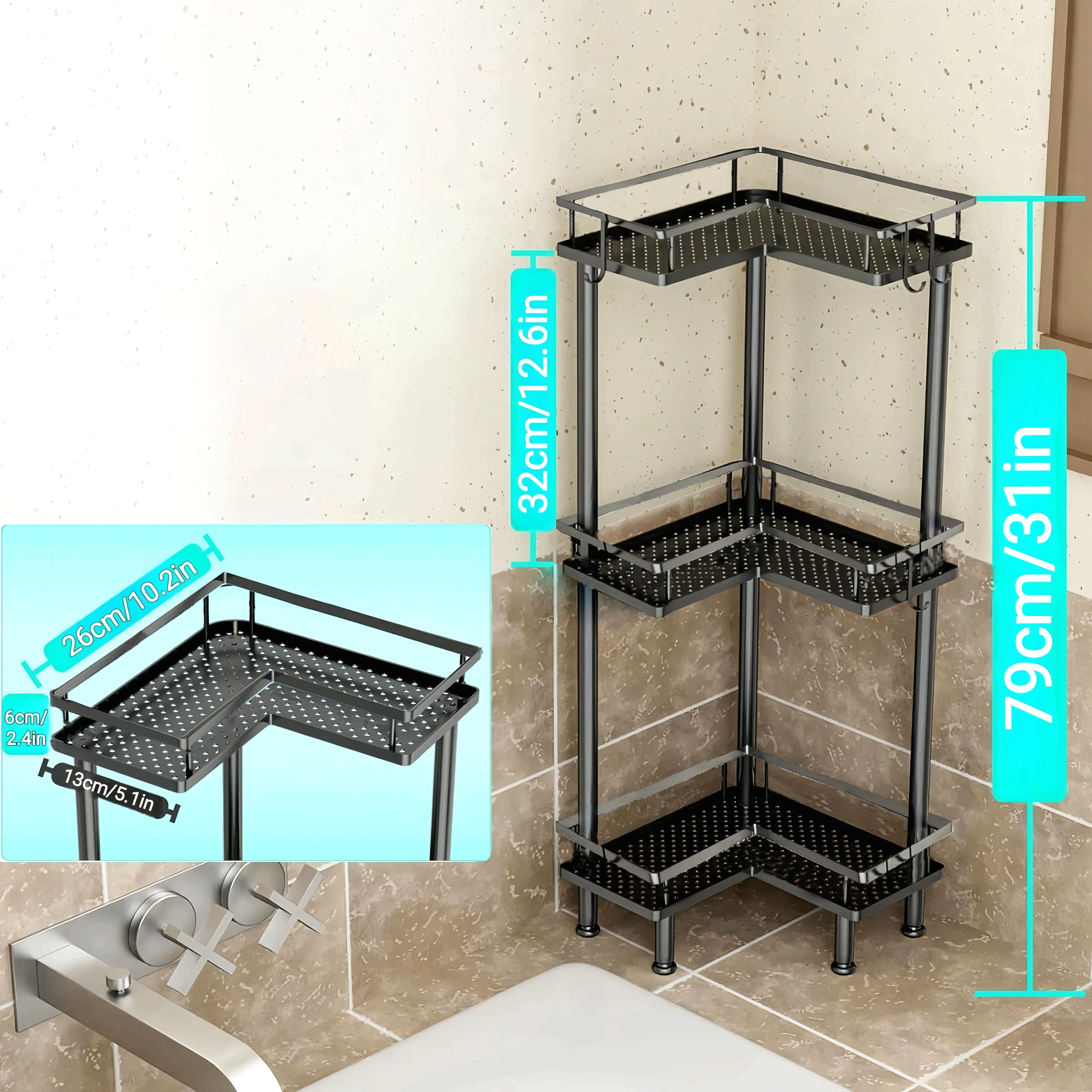 

Shower Shelf for 3Rd/4Th Tier, Storage Rack for Kitchen And Bathroom, Rust-Resistant, Flower Basket for Showers, Bracket for