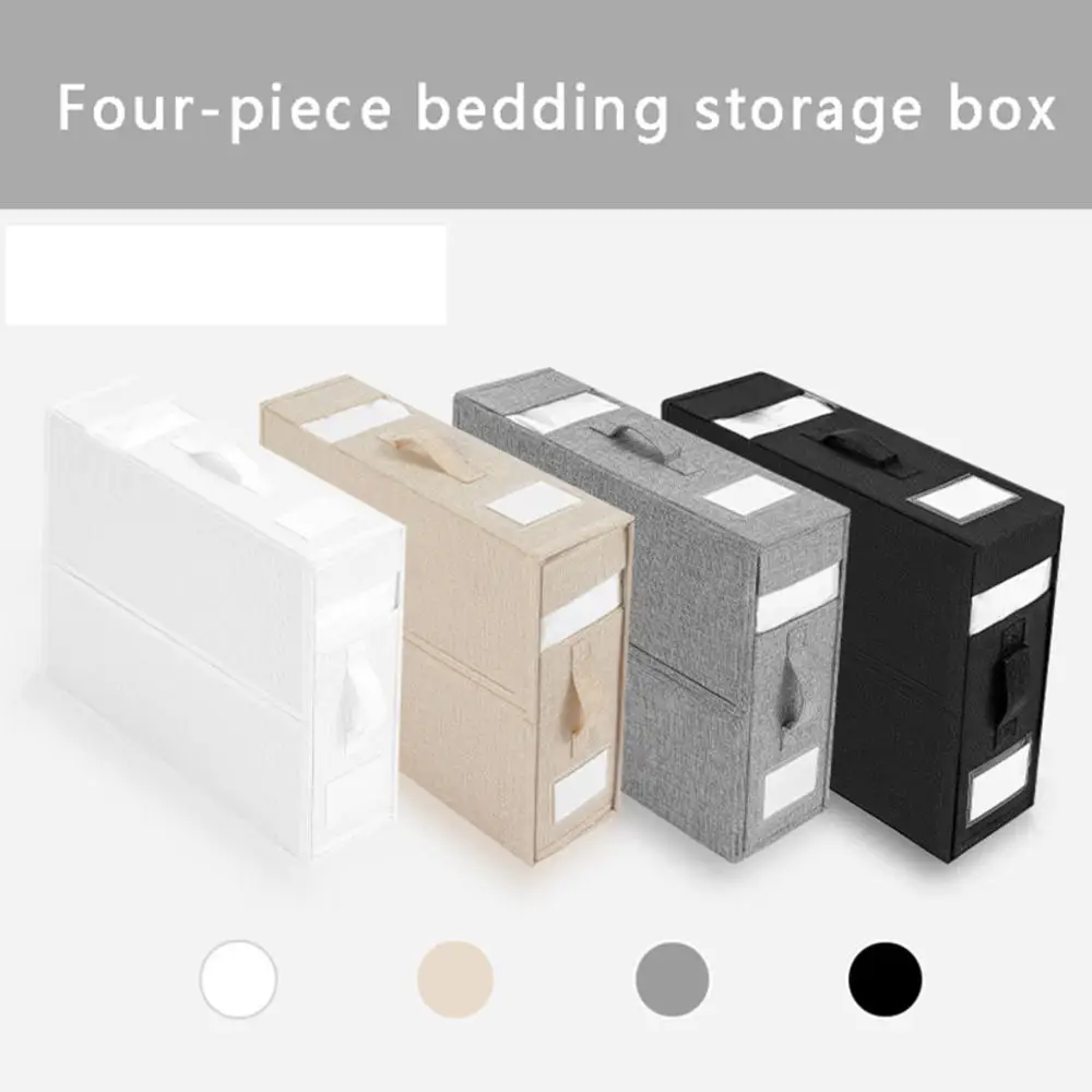 

Sheet Set Storage Box Fabric Folding Window Zipper Blanket Organizer Box Wardrobe Bed Storage