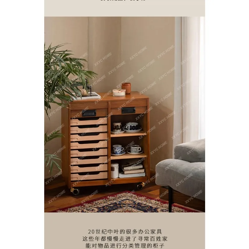 XXStyle Solid Wood Desk, Antique Style, Removable Storage Cabinet