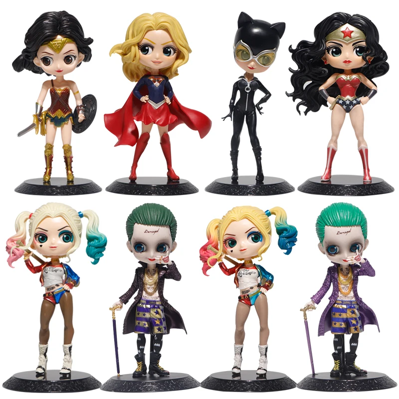 Qposket Harley Quinn Joker Cat Wonder Women Action Figure Toys Gift Doll Cake Decoration Birhtday Present For Kids Gift Model