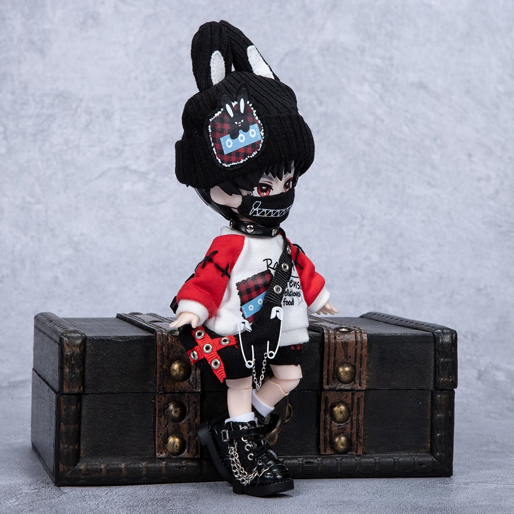 ชุดกระต่ายสไตล์ดาร์คสำหรับตุ๊กตา Ob11, Molly, Obitsu 11, 1/12 Bjd