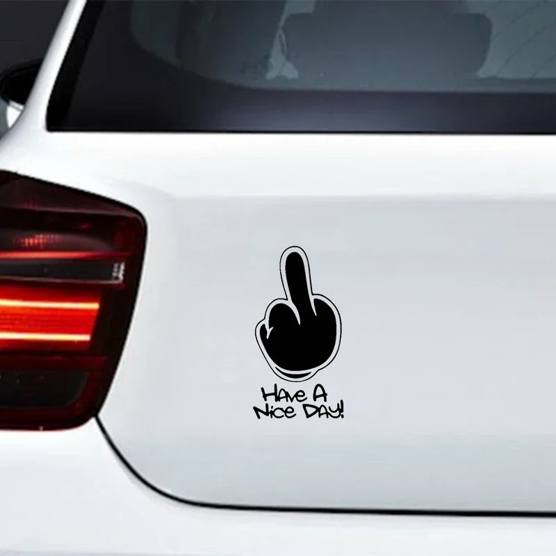 Car Styling HAVe A Nice DAY ! Middle Finger Car Stickers and Decals Creative Funny Carbon Fiber 3D Stickers ,15CM*10CM