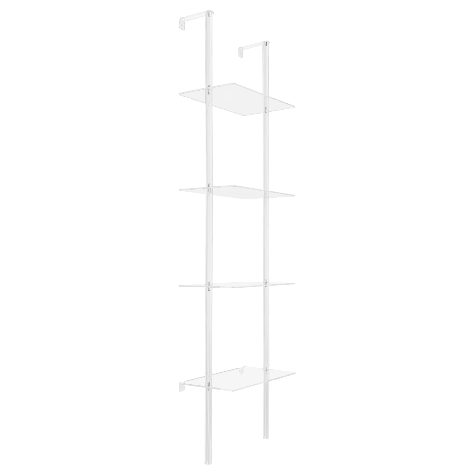 4 Tiers Acrylic Ladder Bookshelf Easy Installation Clear Wall Mounted Space-saving Shelf Home Decoration for Apartment Office