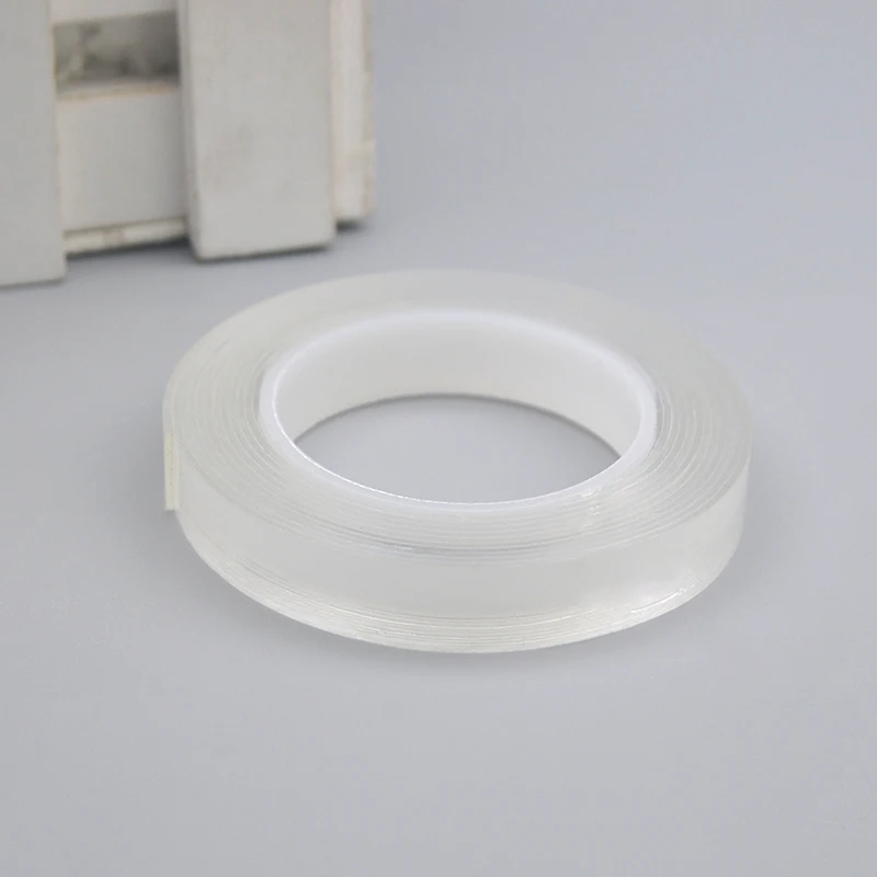 واسعة 1 سنتيمتر طويلة 2 متر شفافة نانو الشريط قابل للغسل قابلة لإعادة الاستخدام على الوجهين Traceless ملصق للإزالة