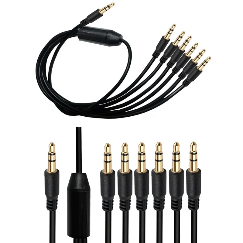 3.5mm Headphone Jack Splitter Audio Cable 3.5mm 1 Male to 2/3/4/5/6 Male AUX Cable Splitter Adapter for Computer Headset