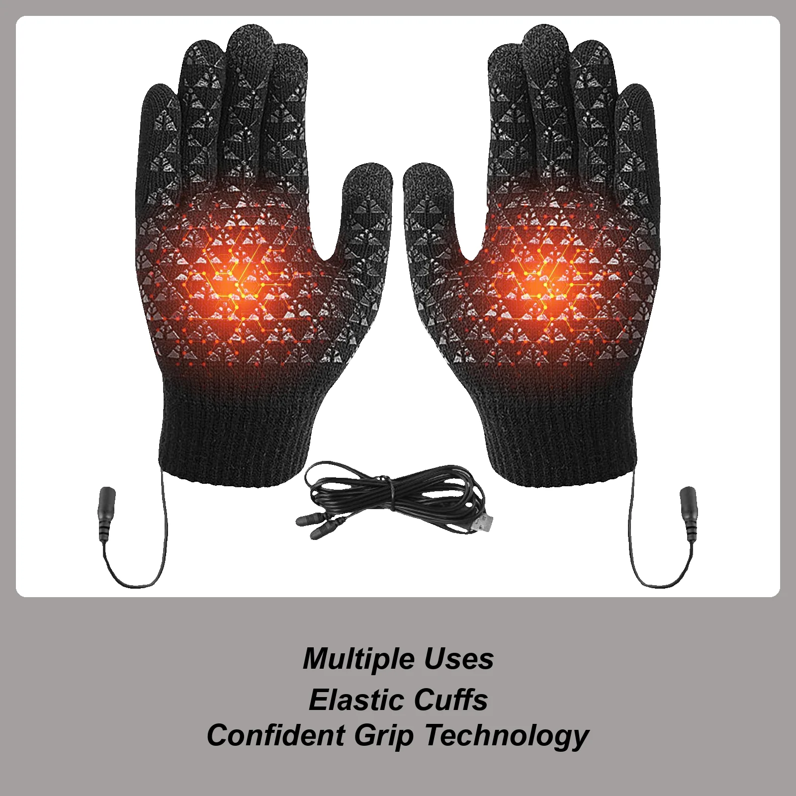

USB Heated Gloves with Touchscreen Fingers, Electric Thermal Warming Mittens for Men Women in Skiing, Cycling, Winter Sports