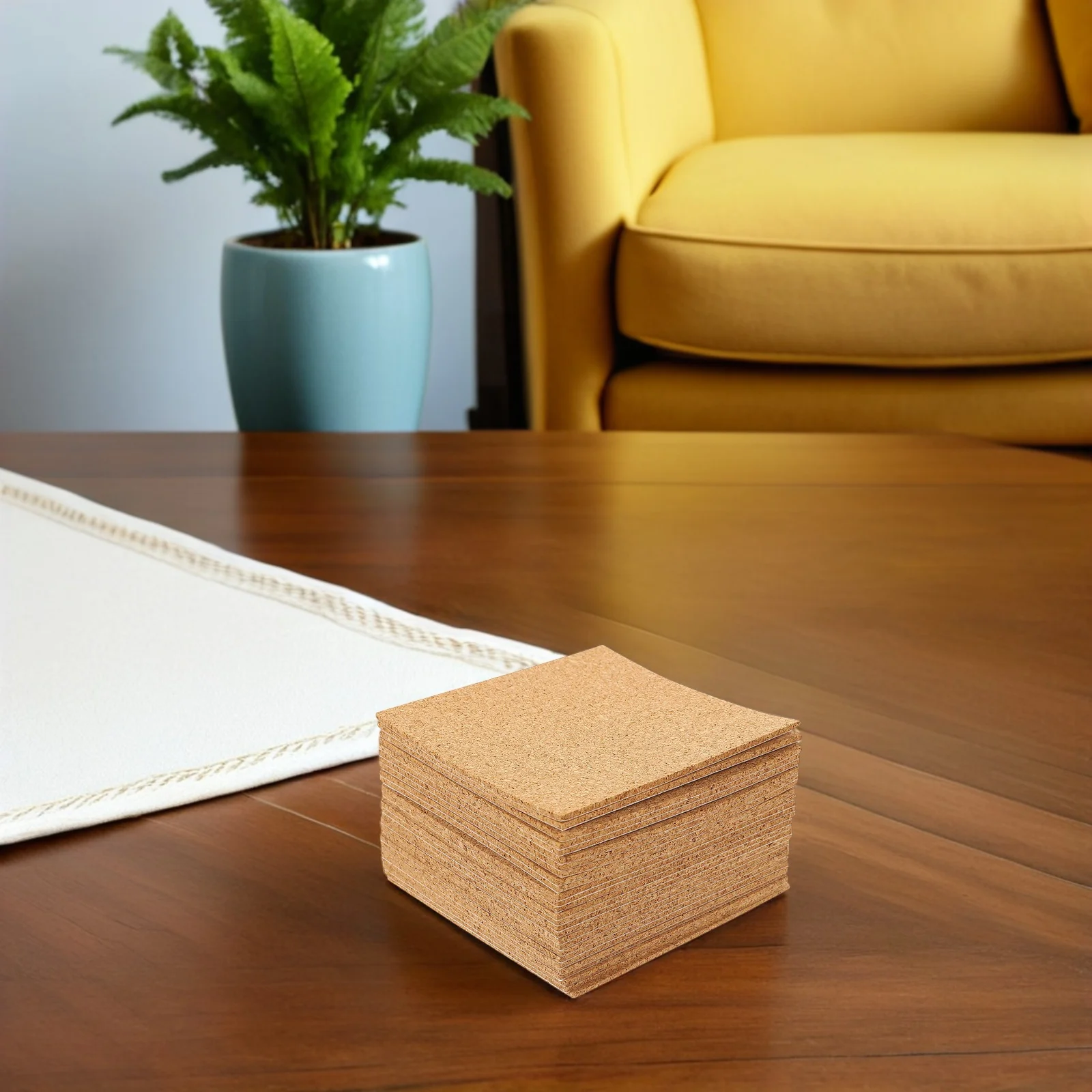 30 قطعة من صفائح الفلين ذاتية اللصق 4 بوصة مربعات قشر عصا قابلة للكتابة قابلة للكتابة للأكواب ديكور منزلي هادئ مربعات الفلين