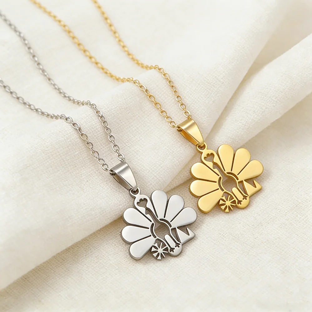 Fashion Peacock Yezidi Lalish Pendant Necklaces For Women Girls Assyrians Stainless Steel Kurdish Religious Jewelry Gift