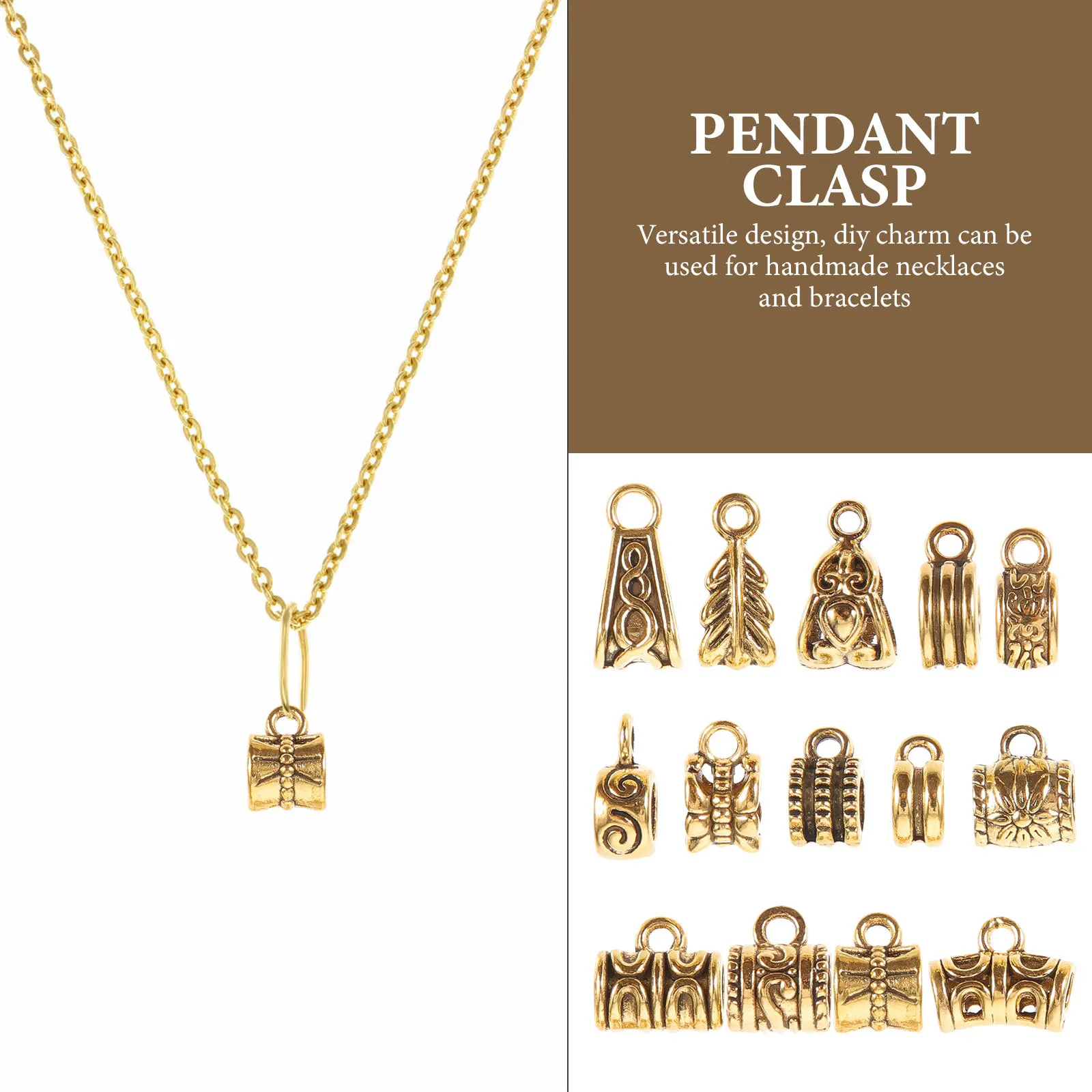 

120pcs Bead Hanger Diy Tube Pendant Connector For Jewelry Making Crafts Charm Link Findings Alloy Pendant Clasp Necklace