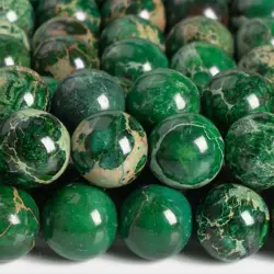 Pietra naturale Deep Green Sea Sediment Imperial JasperGrade AAA LooseBeads forma rotonda dimensioni opzioni 4/6/8/10/12 mmper la creazione di gioielli