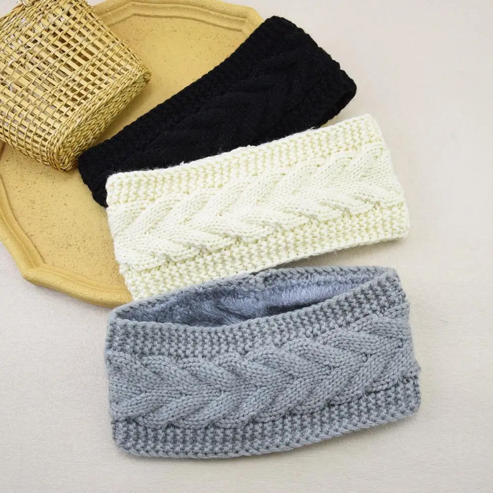 

Зимняя эластичная вязаная лента для волос, спортивные ленты для бега, повязка на голову с широкой стороной, уличная утолщенная повязка на голову с защитой ушей, головной убор