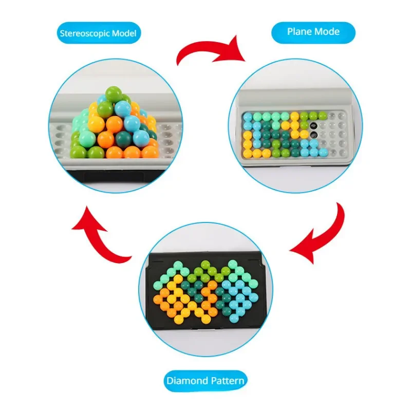 تحديات الذكاء 2D ثلاثية الأبعاد لغز مجلس لعبة لوحة كلاسيكية الهرم اللؤلؤ العقل المنطقي ألعاب مونتيسوري للأطفال الذكية لغز الخرز هدية