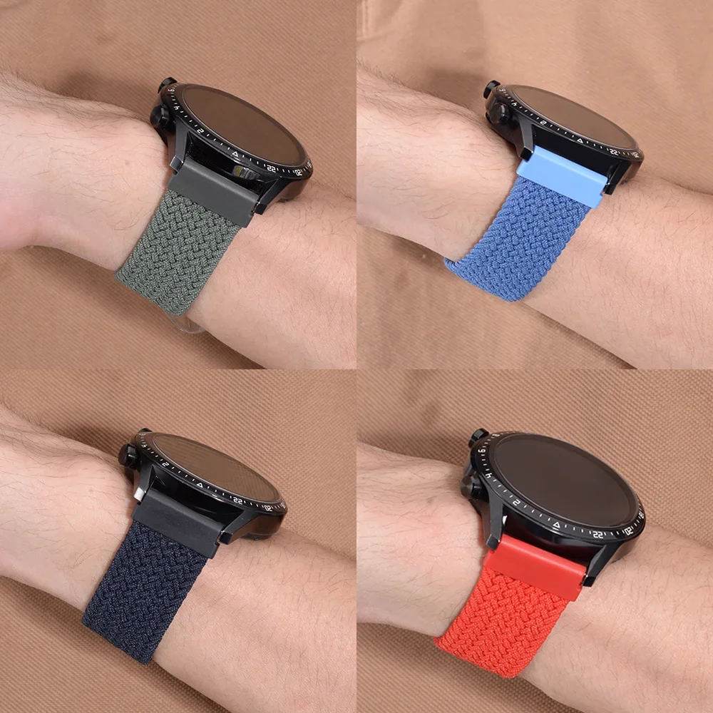 Gevlochten Solo Loop-band voor Samsung Galaxy horloge 7-FE 6/5 Pro/4 classic/actieve 2 22/20 mm armband Amazfit Gtr/GTS 4-3-pro-2 band