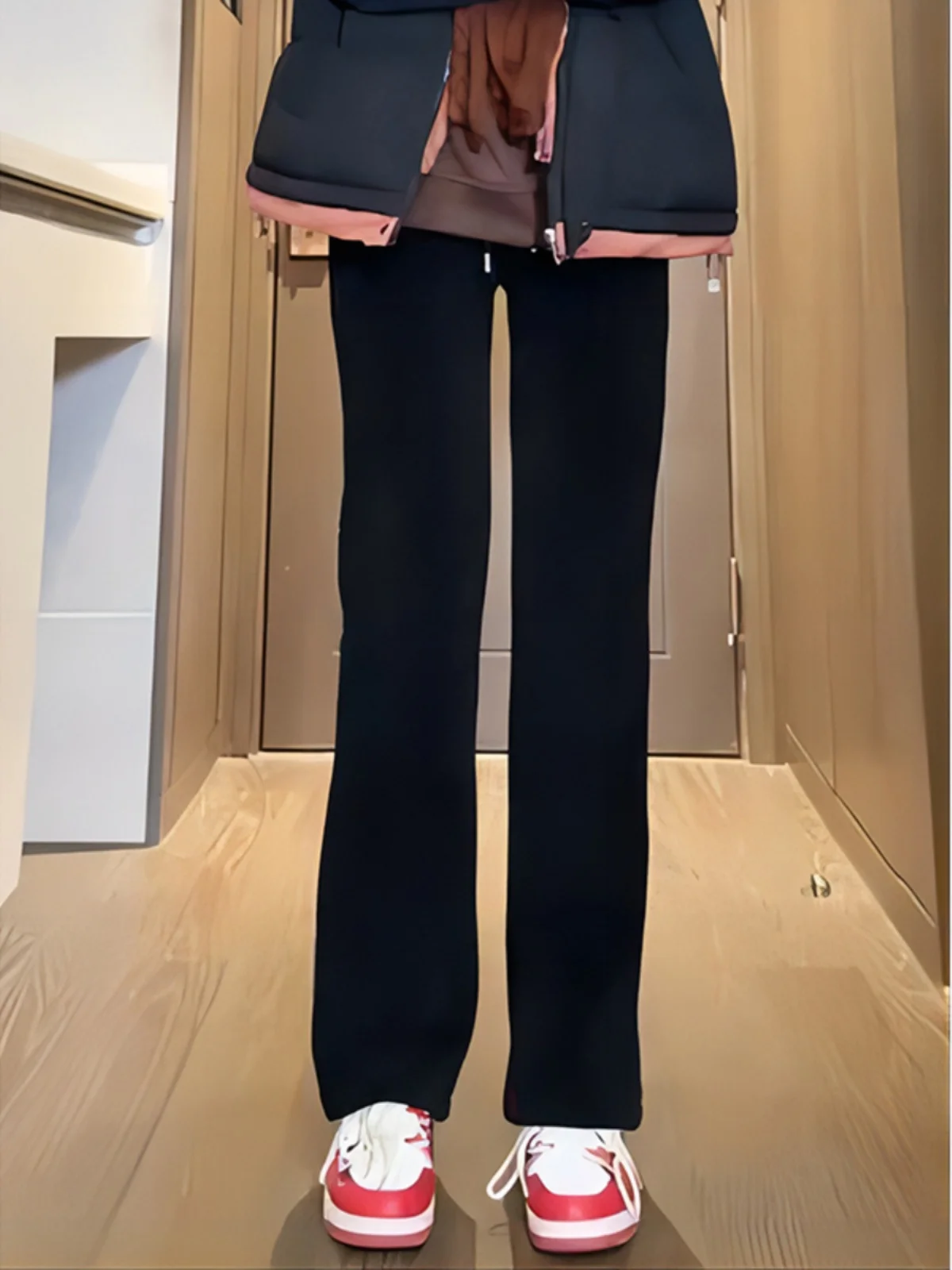 

Men's Bla Corduroy Pants Fce Lined Extended Length Straight American Sle Versatile Long Trousers Northeastern Sweatpants