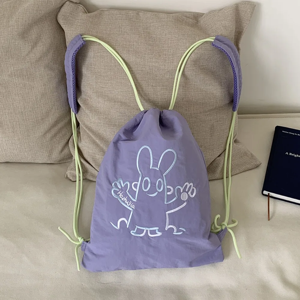 

Рюкзак с мультяшным рисунком большой вместимости, легкая однотонная сумка для фитнеса, теннисная сумка в корейском стиле, сумка для фитнеса на шнурке