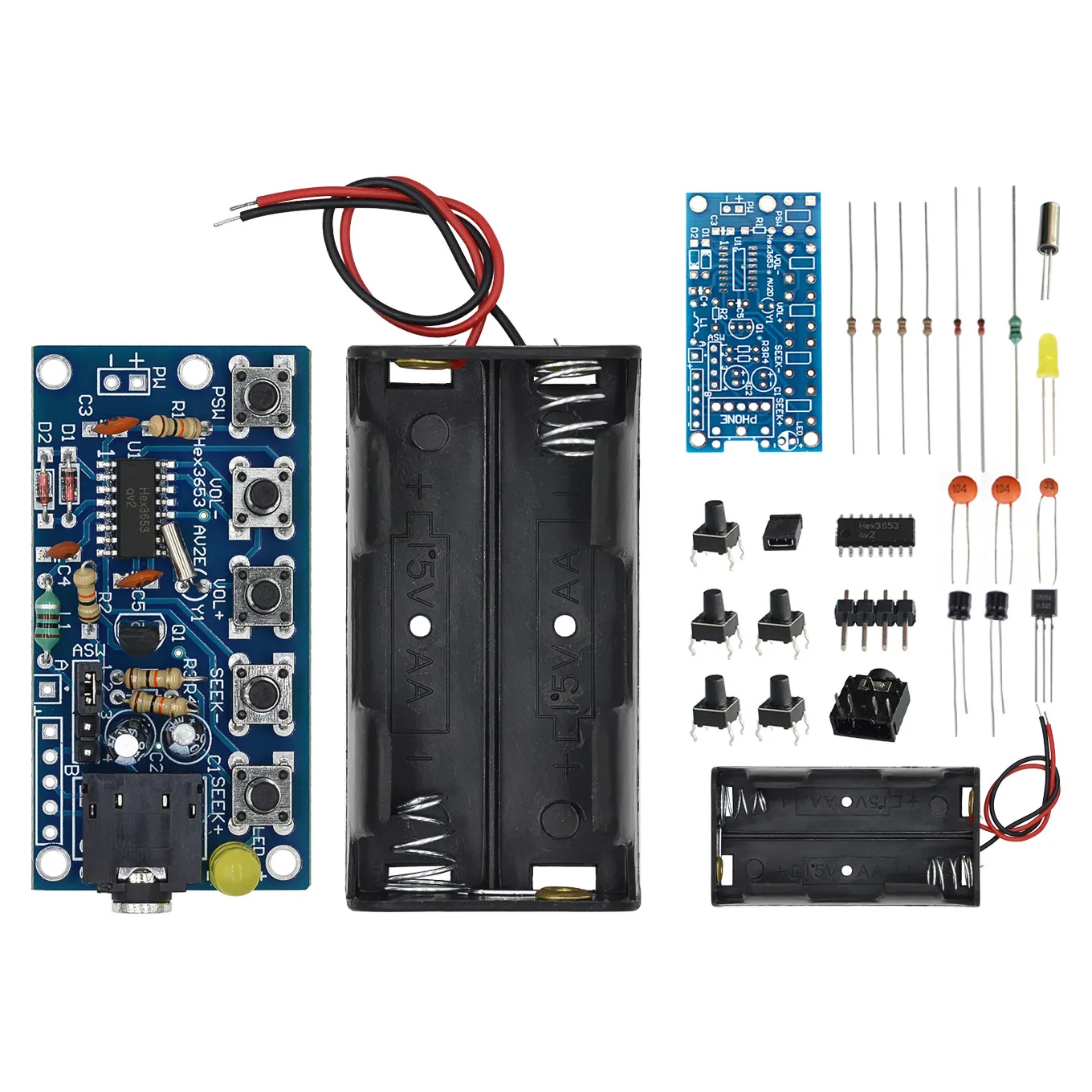 DIY Electronic Kits Wireless Stereo FM Radio Receiver Module PCB  76MHz-108MHz DC 1.8V-3.6V