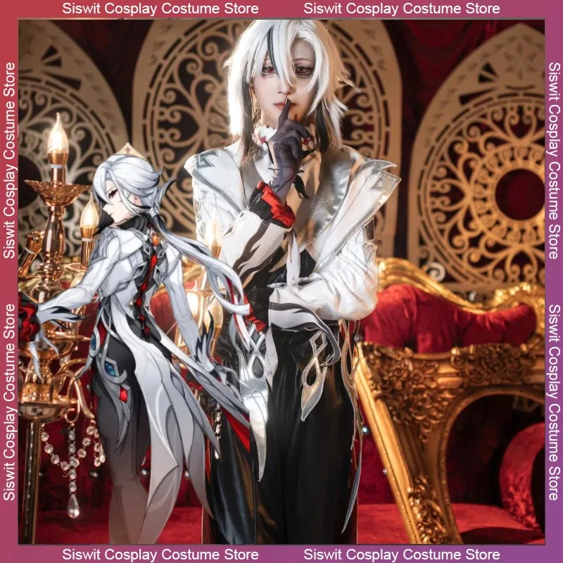 

Game Genshin Impact Arlecchino The Knave Cosplay Costume Fatui Harbinger Wig Fullset Anime Halloween Carnival Party Roleplay