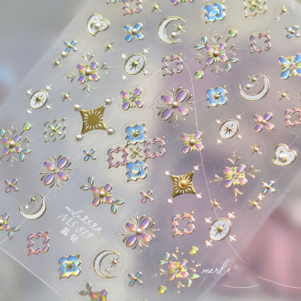 5Dメタルフィッシュネイルアートステッカー、小さな魚群、波、夏のビーチ、セルフ接着デコレーション、マニキュアデカールDIY