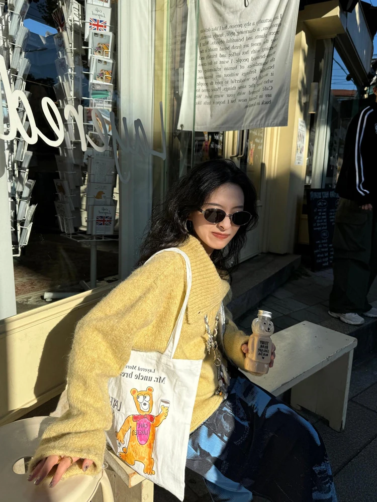 

Sweaters Jumpers Pullovers Womens Winter Clothes Orange High Collar Print Christmas Holiday Festival Season Celebration Gift Fit