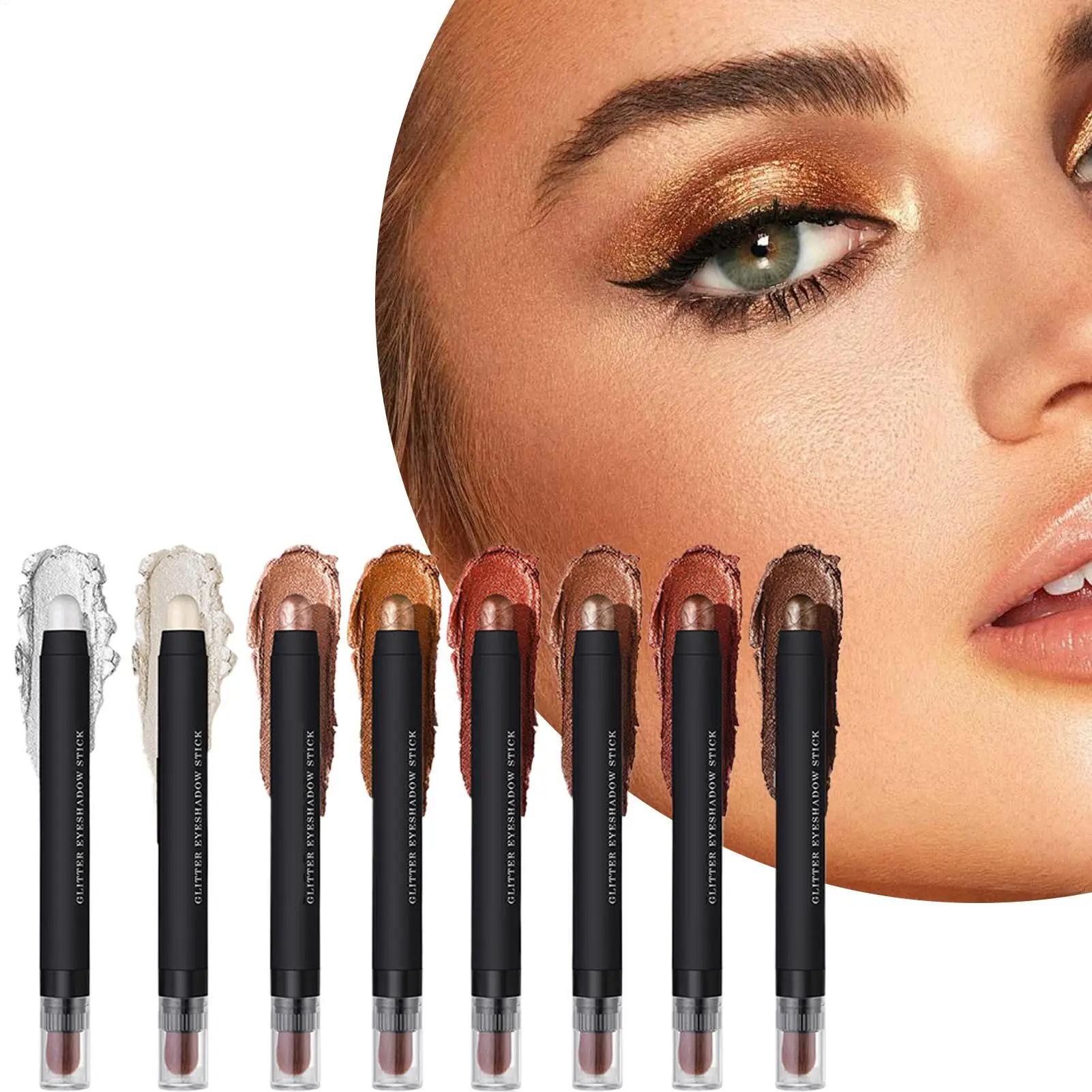 Sombra de ojos en crema, 8 piezas, juego de barras de sombra de ojos en crema, resaltador, delineador cremoso brillante para mujeres y niñas, uso de maquillaje de belleza para vacaciones