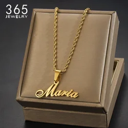 Custom Name Necklaces Stainless Steel Rope Chain Necklace For Men Women Personalized Pendant Jewelry Trendy Accessories Gift