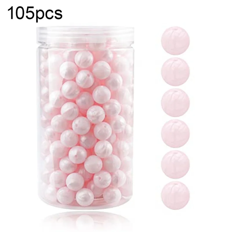 105Pcs Silicone Beads, 15Mm Bulk Round Silicone Beads Loose Beads for Necklace Bracelet Lanyard Keychain Making A