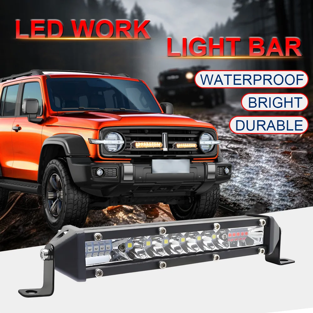 7-Zoll-LED-Arbeitsscheinwerfer Rot-Blaue Kombinations-Stroboskoplichter Warnleuchten Nebelscheinwerfer für LKW, Anhänger, SUV, ATV, Offroad-Einsatz – Detail 2