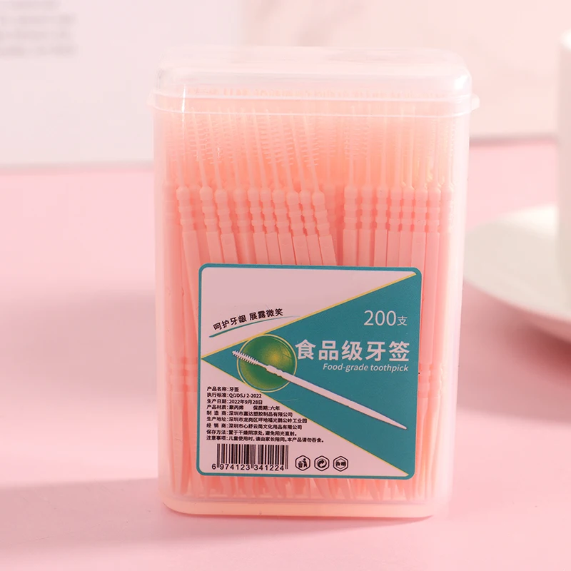 200pcs/box Double Head Dental Floss Interdental Toothpick Brush Brush Teeth Stick Dental Oral Care Toothpicks Floss Pick