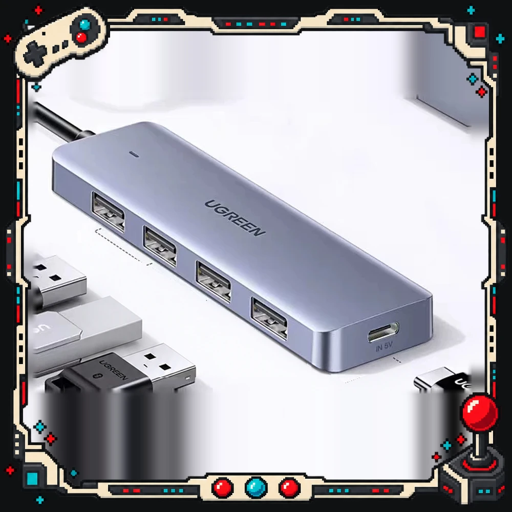 UGREEN 15919 USB 3.0 Hub 4-Port 5Gbps 2m Cable Type-C Power Input for Laptop Desktop Keyboard Mouse Flash Drive Hard Drive